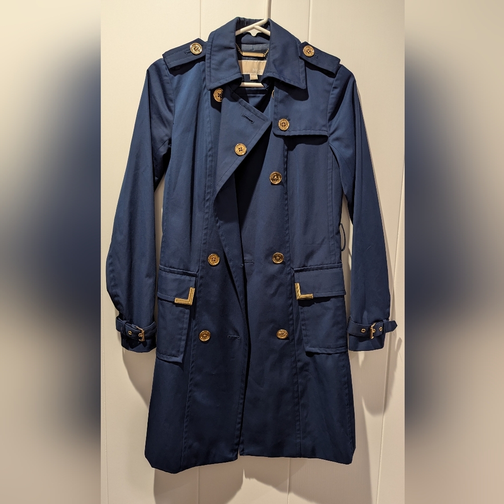 NWOT Michael Kors Navy Trench Coat - XXS